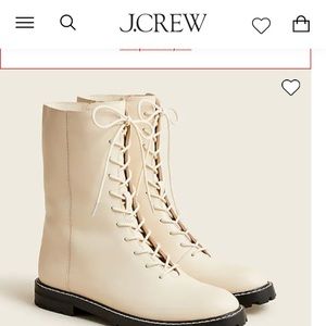 Never worn - jcrew cream colored lace up boots size 8